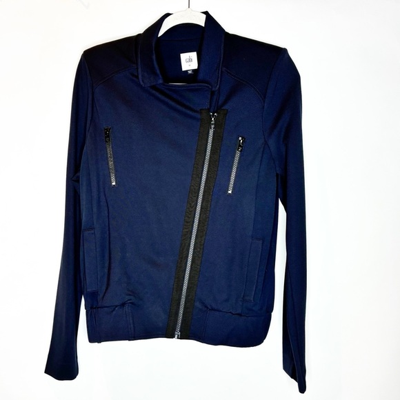 Cabi 5476 Chance Moto Jacket Navy Blue Size M Full Zip - Picture 1 of 5